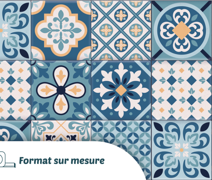 Zoom motif - mosaïque bleue